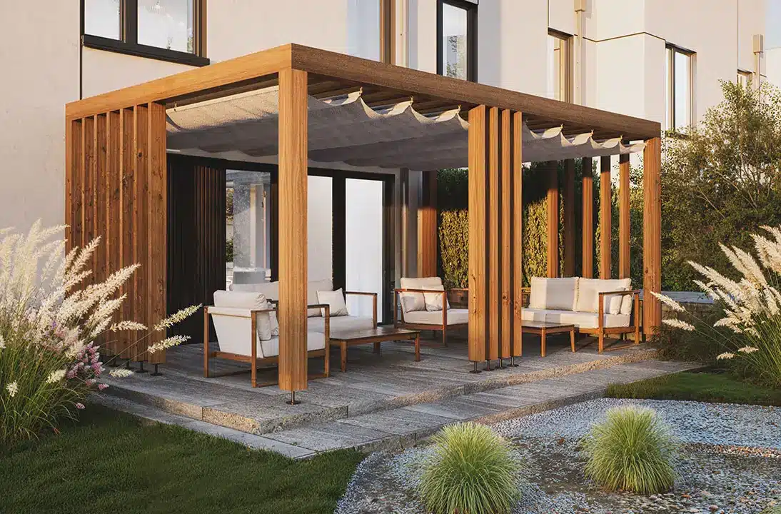 zadaszenie tarasu ogrodowa pergola zdjęcie dzień